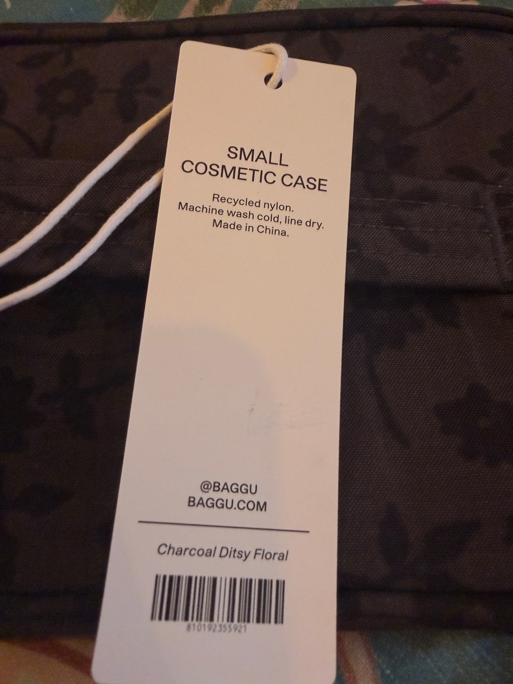 Baggu Small Cosmetic Case in Charcoal Ditsy, NEW - Picture 5 of 7